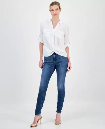 Women's Linen Twist-Hem Blouse, Created for Modazone - Bright White - I.N.C. INTERNATIONAL CONCEPTS (1)