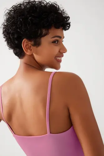 Kadın Lila Askılı Hafif Destekli Kaplı Spor Sütyeni Straps - Lila - 3
