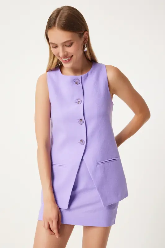 Kadın Lila Mini Dokuma Etek FN03240-Lila - 3