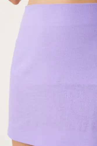 Kadın Lila Mini Dokuma Etek FN03240-Lila - 4