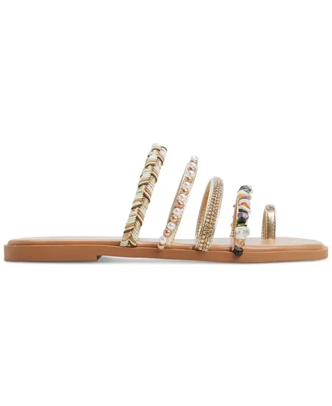 Women's Lindya Embellished Strappy Toe-Loop Flat Sandals - Gold - 2