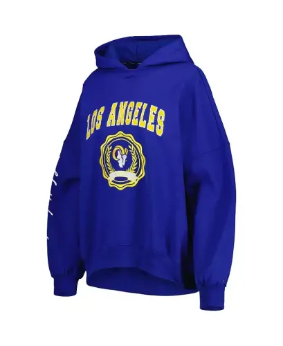 Women's Royal Los Angeles Rams Becca Drop Shoulder Pullover Hoodie - Royal - 4