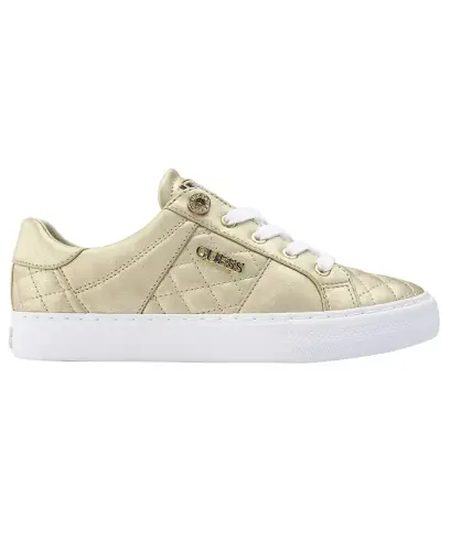 Women's Loven Low Profile Lace-Up Sneakers - Gold Metallic Quilted - GUESS (1)