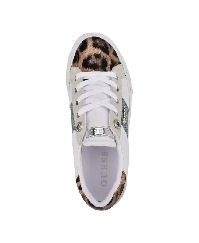 Women's Loven Low Profile Lace-Up Sneakers - White/Ocean Leopard - 4