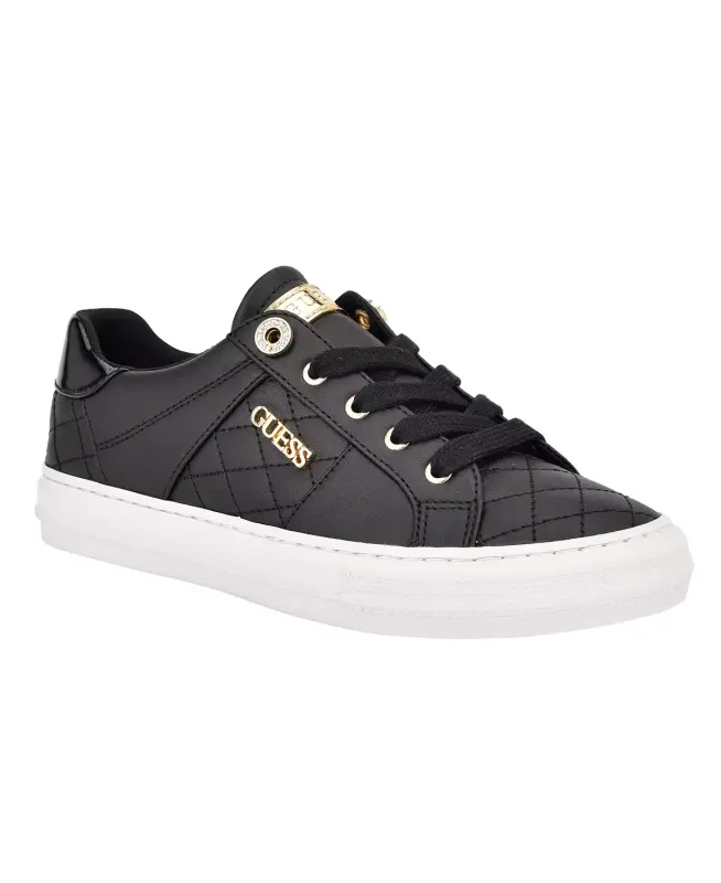 Women's Loven Low Profile Lace-Up Sneakers - Black Quilted - 1