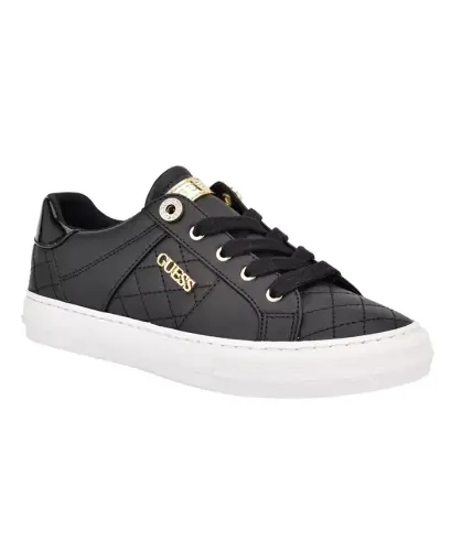 Women's Loven Low Profile Lace-Up Sneakers - Black Quilted 