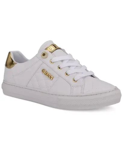 Women's Loven Low Profile Lace-Up Sneakers - White Quilted - 1