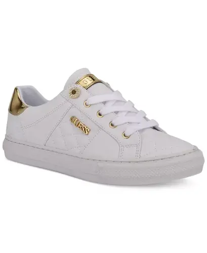 Women's Loven Low Profile Lace-Up Sneakers - White Quilted 