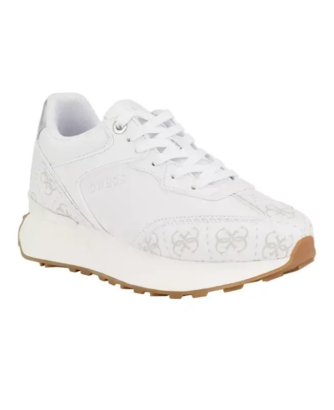 Women's Luchia Fashion Forward Chunky Bottom Sneakers-White Multi - Manmade - GUESS