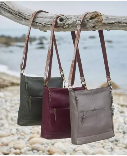 Women's Lucia Leather Crossbody Bag - Slate - 6