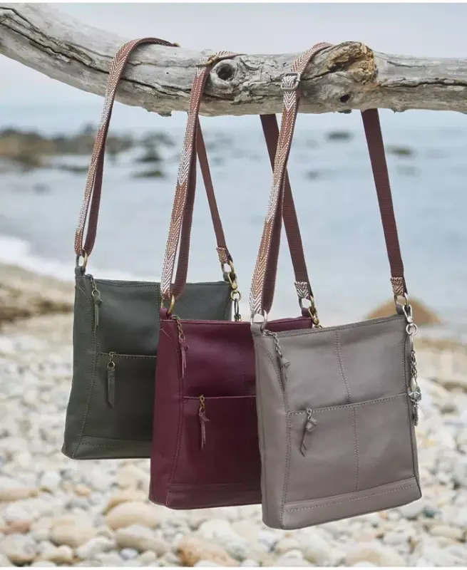 Women's Lucia Leather Crossbody Bag - Slate - 6