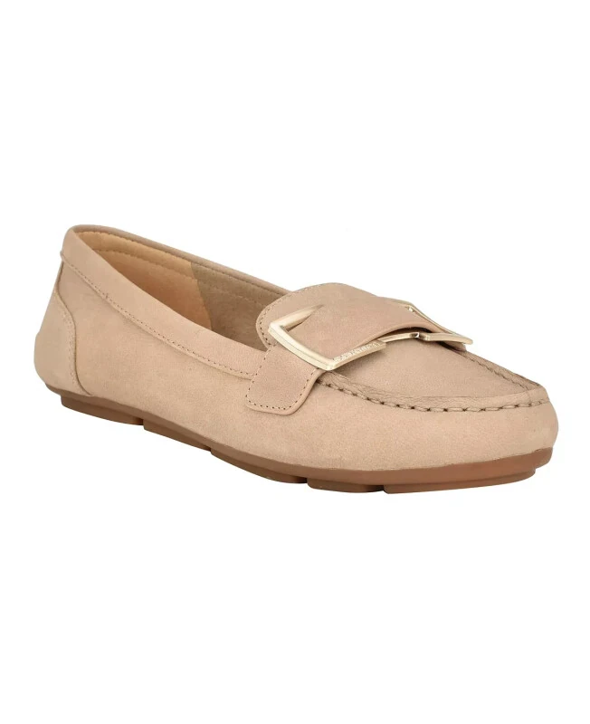 Women's Lydia Embellished Slip-On Suede Loafers-Taupe Leather - CALVIN KLEIN