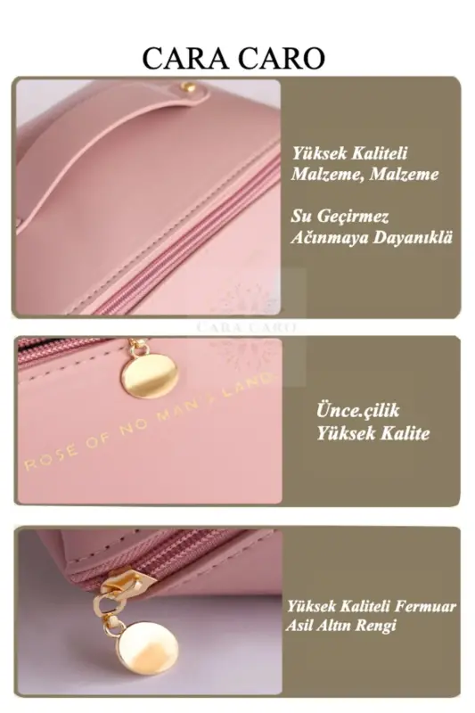 Seyahat Organizer Çantası - Çok Bölmeli Büyük Kapasiteli Makyaj Çantası （Pembe) - 8