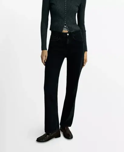 Women's Matilda Medium-Rise Straight-Fit Jeans - Black denim - 1