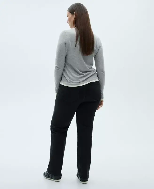 Women's Matilda Medium-Rise Straight-Fit Jeans - Black denim - 7