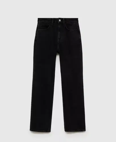 Women's Matilda Medium-Rise Straight-Fit Jeans-Black denim - MANGO (1)