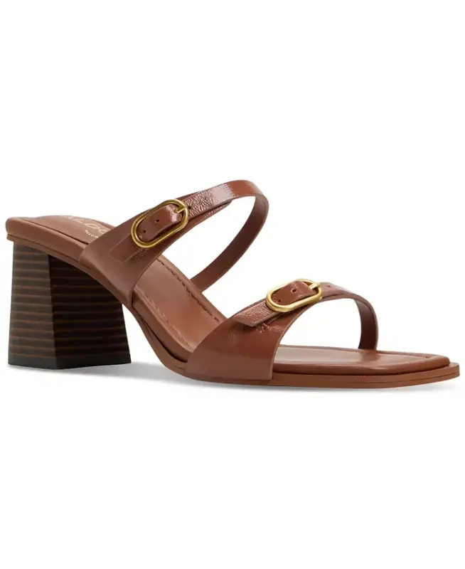 Women's Maymay Buckle Double Band Block-Heel Slide Sandals - Walnut - ALDO