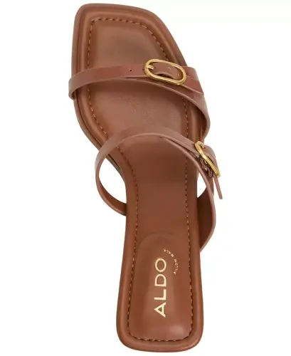 Women's Maymay Buckle Double Band Block-Heel Slide Sandals - Walnut - 4