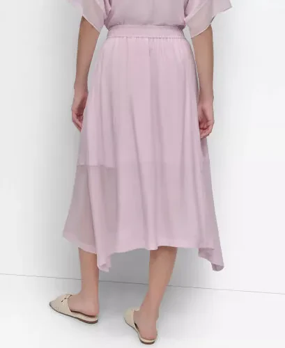 Women's Handkerchief Hem Mixed Media Maxi Skirt-Palest Pink - DKNY (1)