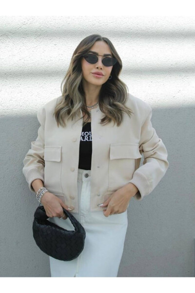 Kadın Mevsimlik Bomber Ceket-BEJ - 3