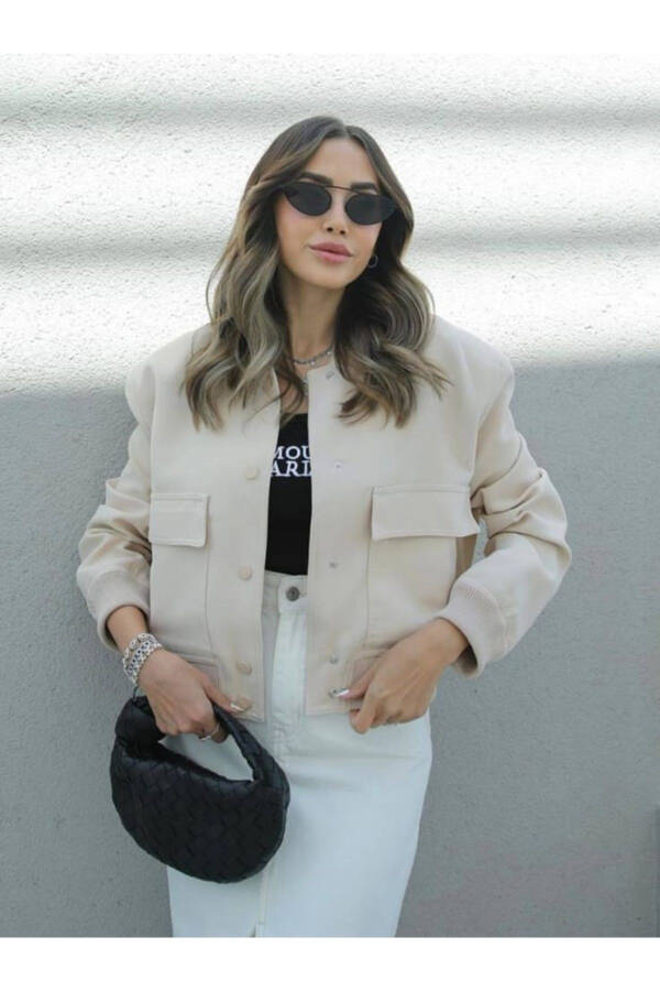 Kadın Mevsimlik Bomber Ceket-BEJ - 3