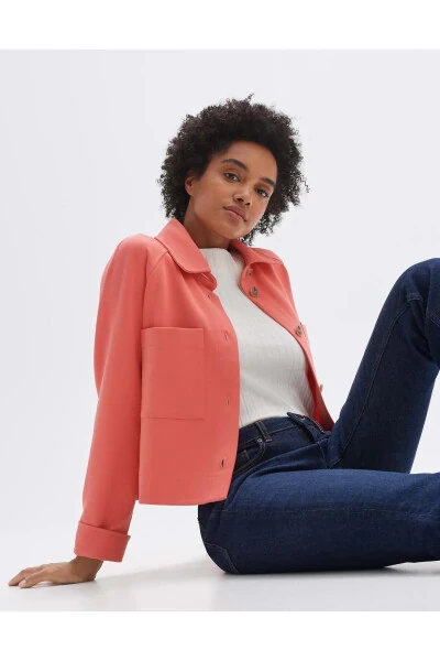 KADIN MEVSİMLİK LİKRALI DÜĞMELİ CEKET - Mercanbutik