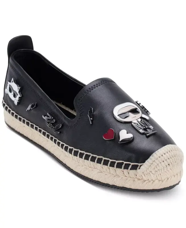 Women's Michaela Embellished Slip-On Espadrille Flats - Black - KARL LAGERFELD PARIS
