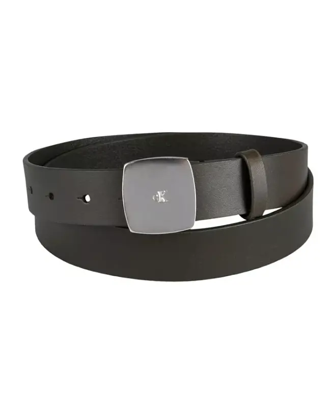 Women's Micro CK Logo Leather Pant Belt - Olive - CALVIN KLEIN