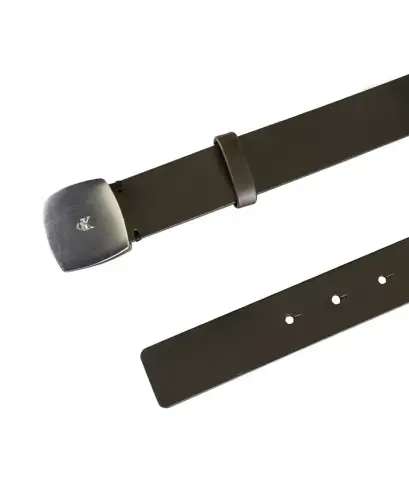 Women's Micro CK Logo Leather Pant Belt - Olive - 4