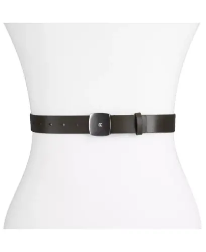 Women's Micro CK Logo Leather Pant Belt - Olive - 5