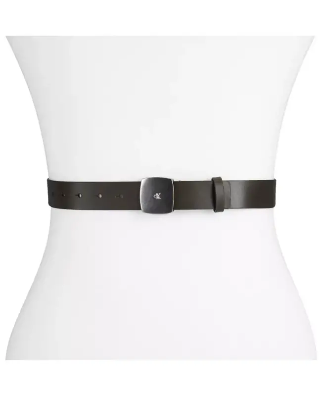 Women's Micro CK Logo Leather Pant Belt - Olive - 5