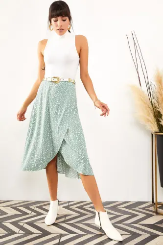 Kadın Mint Yeşili Anvelop Etek ETK-19000154-Mint Yeşili - OLALOOK (1)