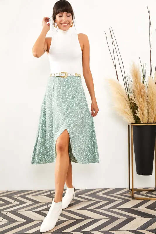 Kadın Mint Yeşili Anvelop Etek ETK-19000154 - Mint Yeşili - 4
