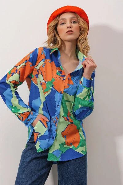 Kadın Mix Oversize Uzun Dokuma Gömlek ALC-X6828-Mix - 3