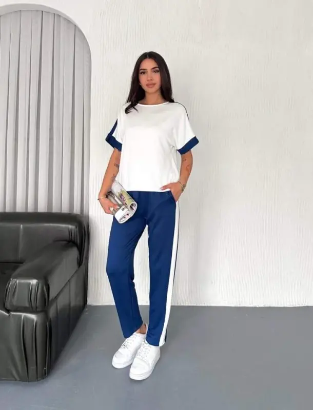 Kadın Modal Dokulu Kumaş Yanı şeritli Takım - 1