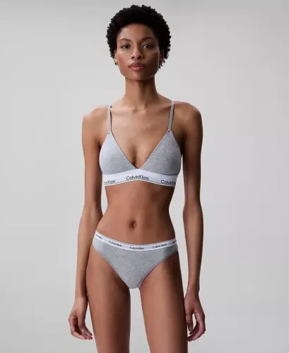 Women's Modern Cotton Lightly Lined Triangle Bralette- QF5650 - Grey Heather - 2