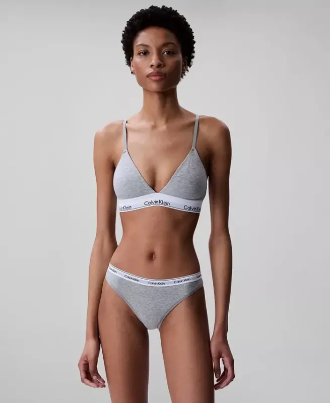 Women's Modern Cotton Lightly Lined Triangle Bralette- QF5650 - Grey Heather - 2