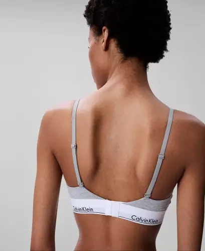 Women's Modern Cotton Lightly Lined Triangle Bralette- QF5650 - Grey Heather - 4