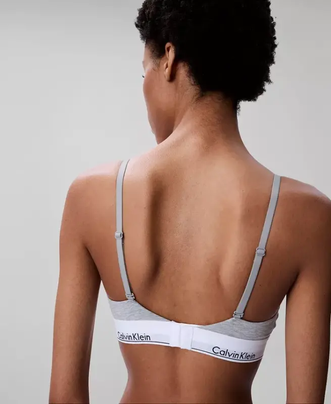 Women's Modern Cotton Lightly Lined Triangle Bralette- QF5650 - Grey Heather - 4