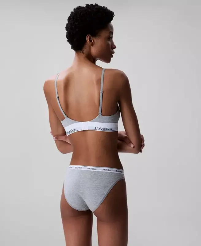 Women's Modern Cotton Lightly Lined Triangle Bralette- QF5650 - Grey Heather - 5