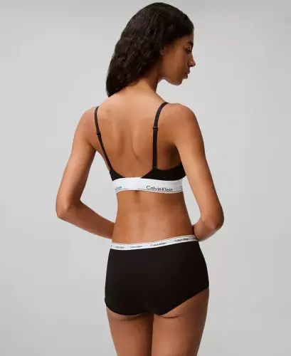 Women's Modern Cotton Lightly Lined Triangle Bralette- QF5650 - Black - 5