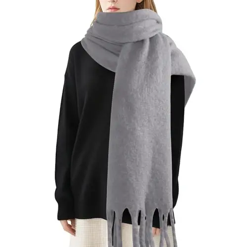 Premillow Women's Mohair Winter Scarf Pure Color, Warm Winter Scarf for Women and Men, Soft Luxurious CasModazoneere Feel Scarfs - 1