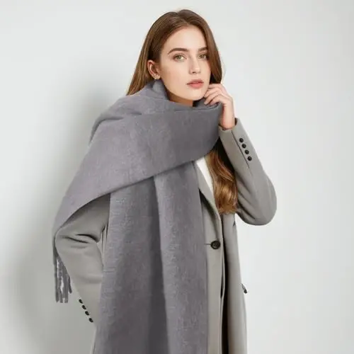 Premillow Women's Mohair Winter Scarf Pure Color, Warm Winter Scarf for Women and Men, Soft Luxurious CasModazoneere Feel Scarfs - 4