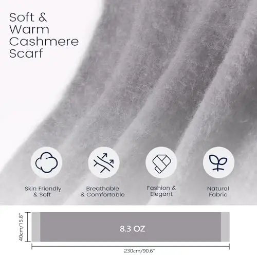 Premillow Women's Mohair Winter Scarf Pure Color, Warm Winter Scarf for Women and Men, Soft Luxurious CasModazoneere Feel Scarfs - 7