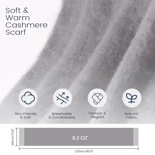 Premillow Women's Mohair Winter Scarf Pure Color, Warm Winter Scarf for Women and Men, Soft Luxurious CasModazoneere Feel Scarfs - 7