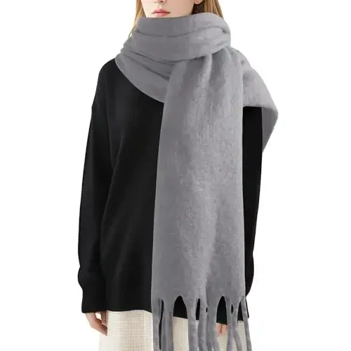 Women's Mohair Winter Scarf Pure Color, Warm Winter Scarf for Women and Men, Soft Luxurious CasModazoneere Feel Scarfs - MODAZONE