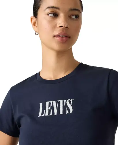 Women's Perfect Graphic Logo Cotton T-Shirt - Serif Stud Outline Navy Blazer - LEVI'S (1)