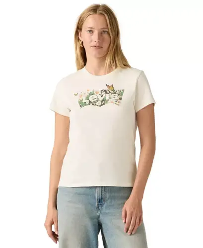 Women's Perfect Graphic Logo Cotton T-Shirt - Daisy Bw Egret 