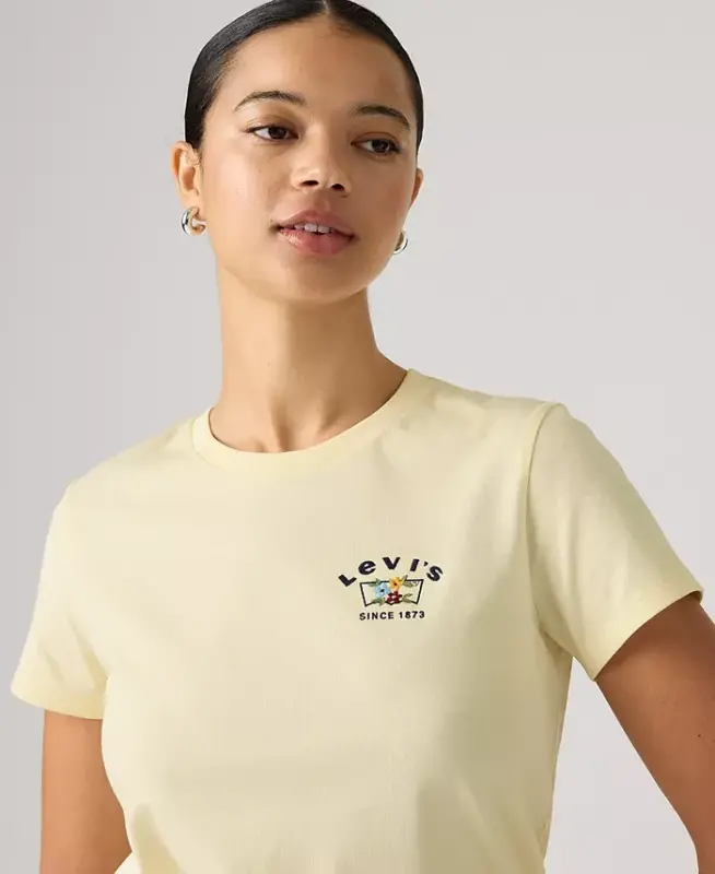 Women's Perfect Graphic Logo Cotton T-Shirt - Runa Bw Embroidery Pear Sorbet - 2