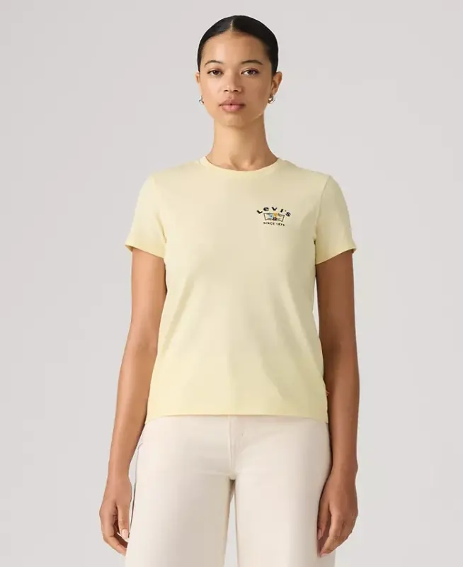 Women's Perfect Graphic Logo Cotton T-Shirt - Runa Bw Embroidery Pear Sorbet - 4